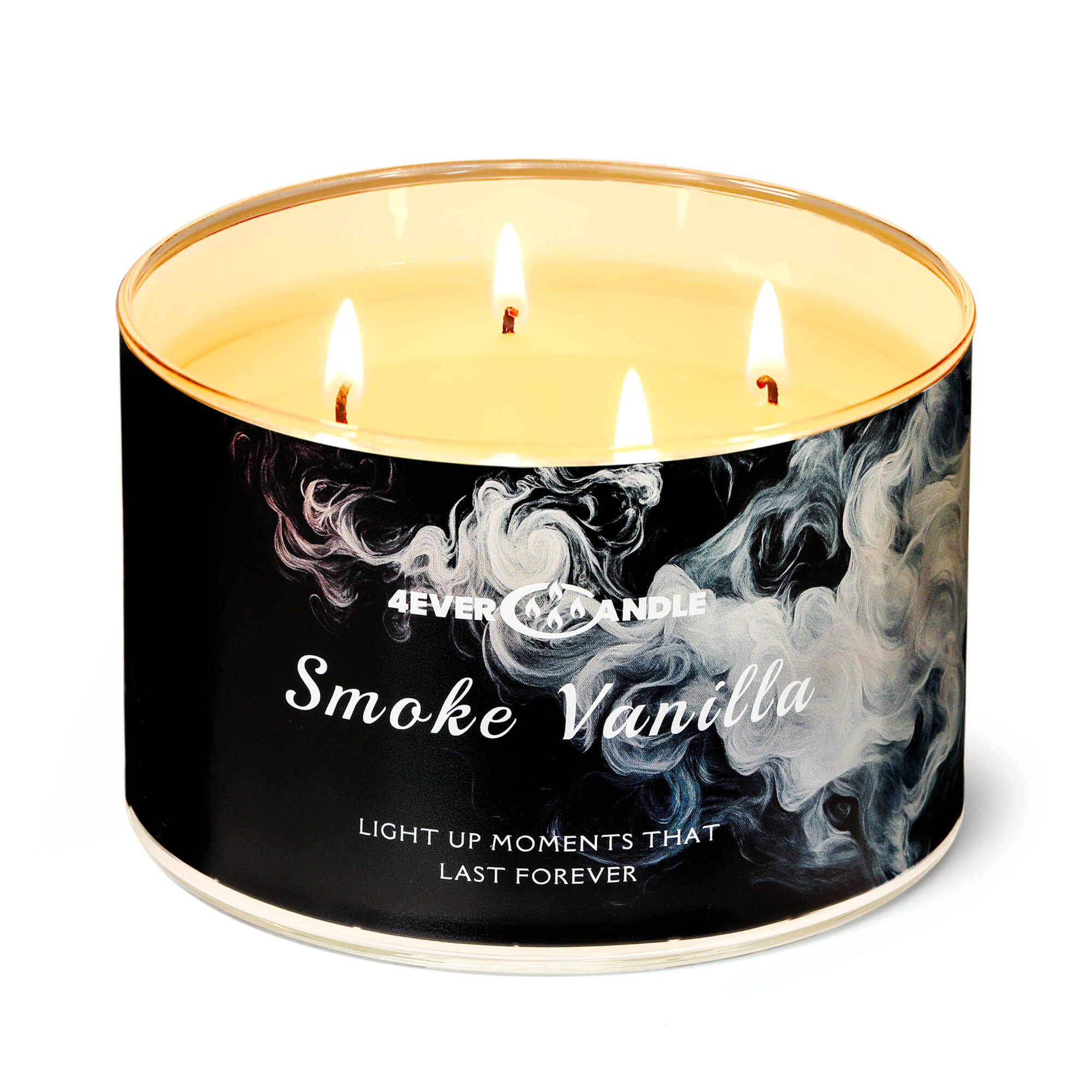 Picture of 4EVER CANDLE Smoke Vanilla Scented Candles, 18oz Soy Candles Non Toxic 4-Wick Large Candle Jars, Over 50 Hours of Burning Time, Ideal for Gifting, Events, Home Decor